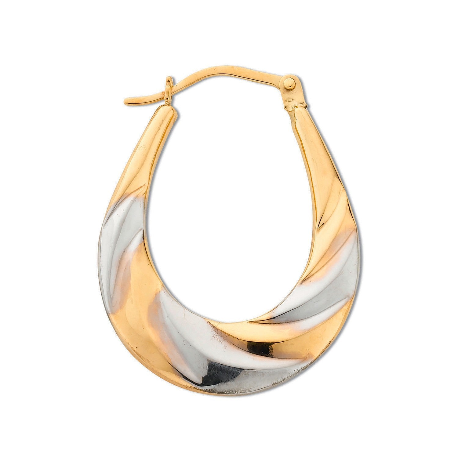 9ct Gold Oval Hoop Earrings - FJewellery