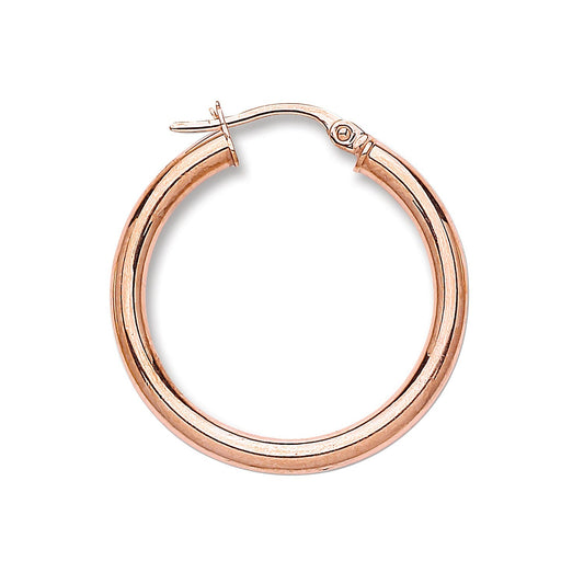 9ct Gold Round Rose Tube Design Hoop Earrings - FJewellery