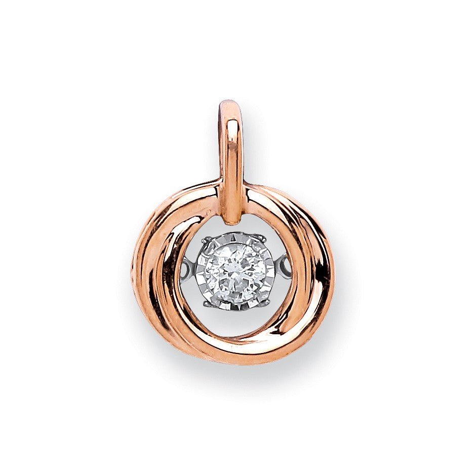 9ct Rose Gold 0.10ct Dancing Diamond Circle Pendant - FJewellery