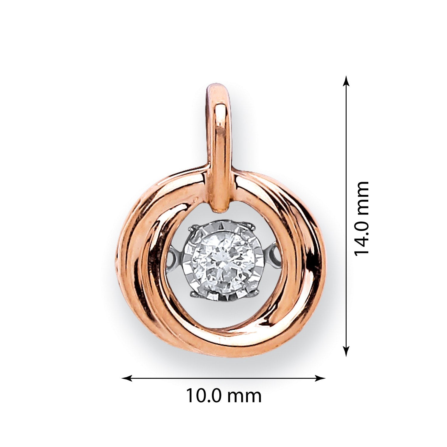 9ct Rose Gold 0.10ct Dancing Diamond Circle Pendant - FJewellery