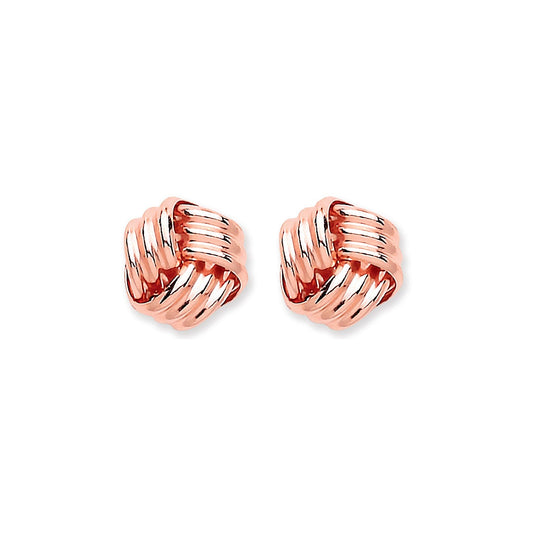9ct Rose Gold Knot Studs 5.5mm - FJewellery