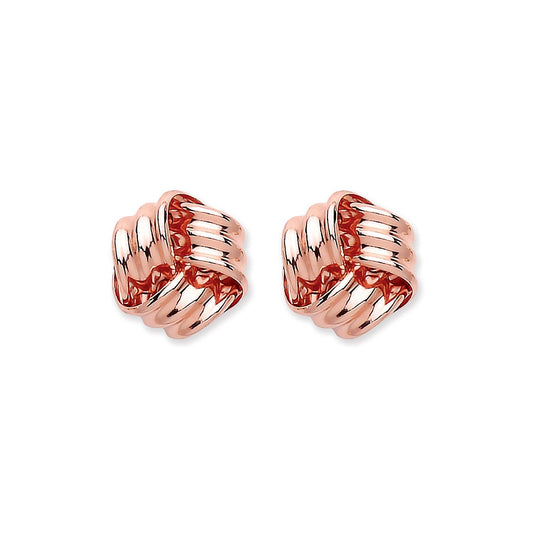 9ct Rose Gold Knot Studs 7.5mm - FJewellery