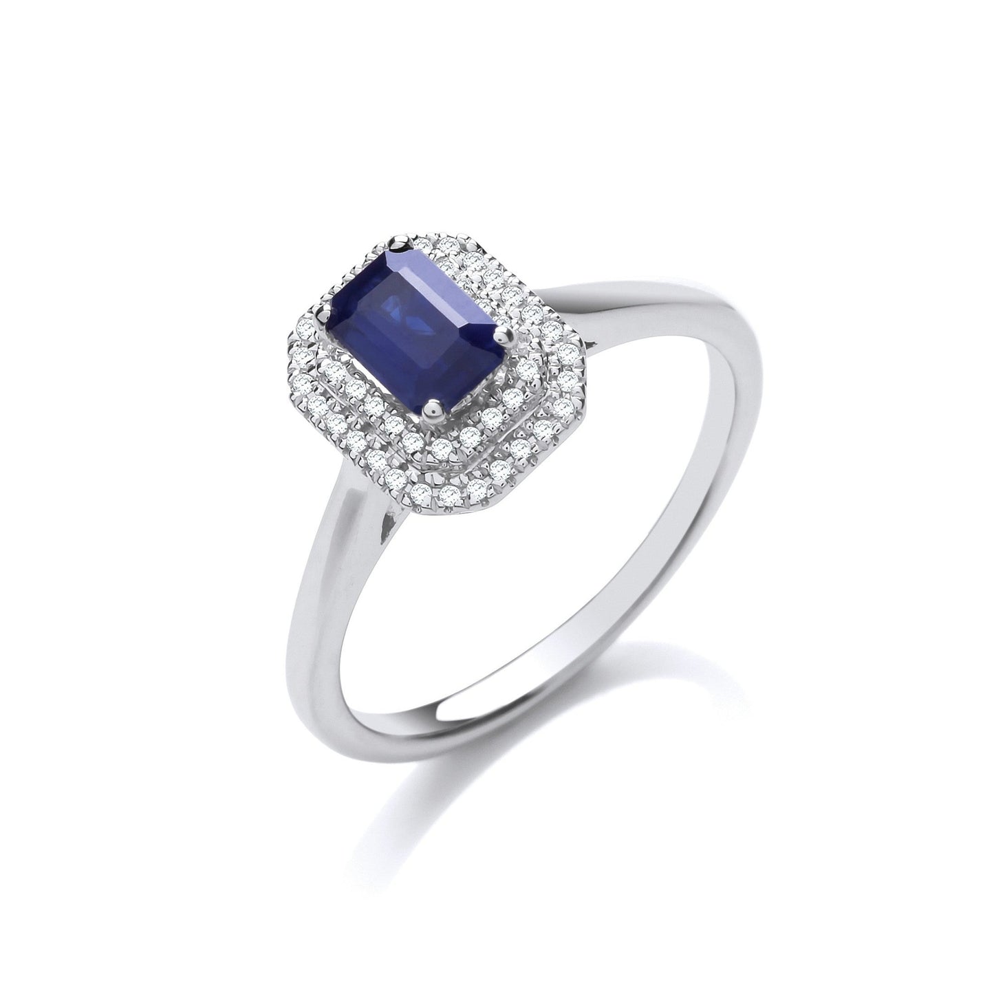 9ct W Gold Double .10ct Diamond Halo Ring with .70ct Diamonds - FJewellery