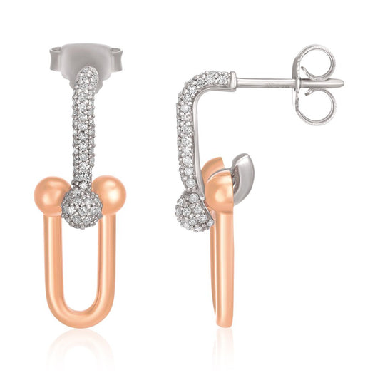 9ct White and Rose gold Drop earring 0.43ctw diamonds - FJewellery