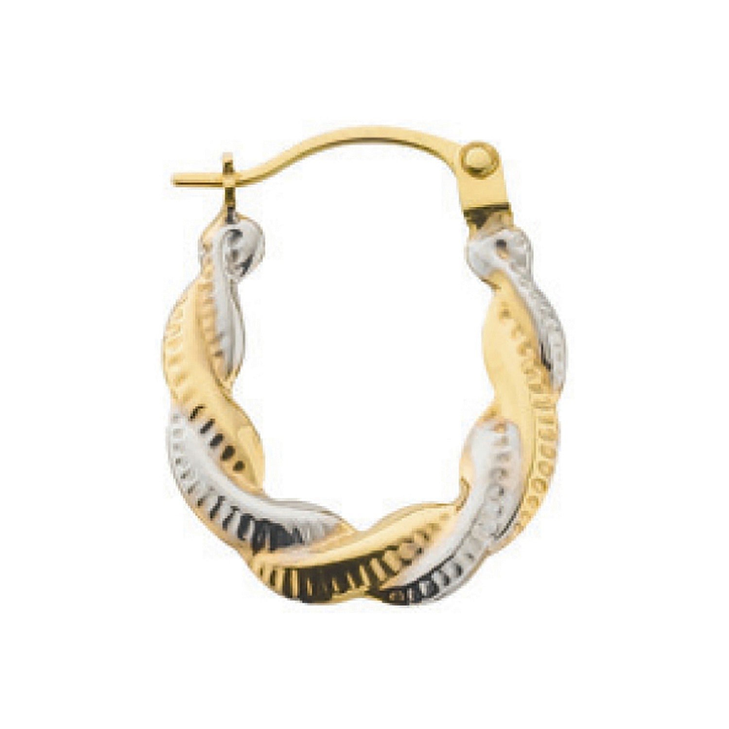 9ct White And Yellow Gold Fancy Twisted Creoles - FJewellery