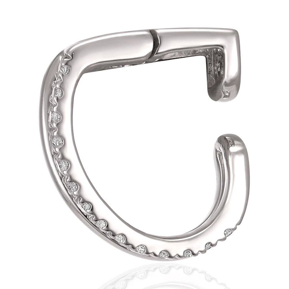 9ct White gold 0.08ct single cuff earring - FJewellery