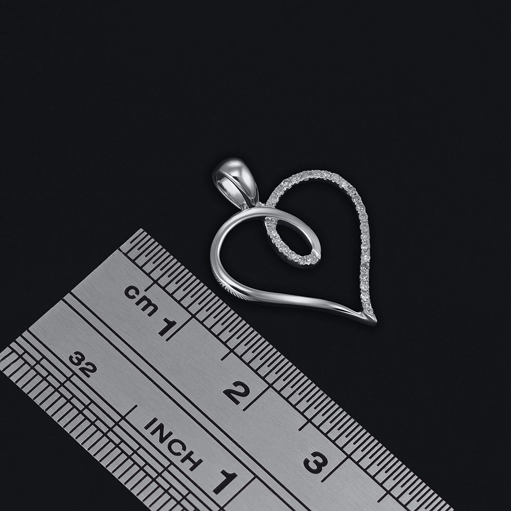 9ct White Gold 0.10ct Diamond Fancy Heart Pendant - FJewellery