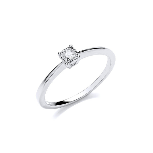 9ct White Gold 0.10ct Solitaire Ring - FJewellery