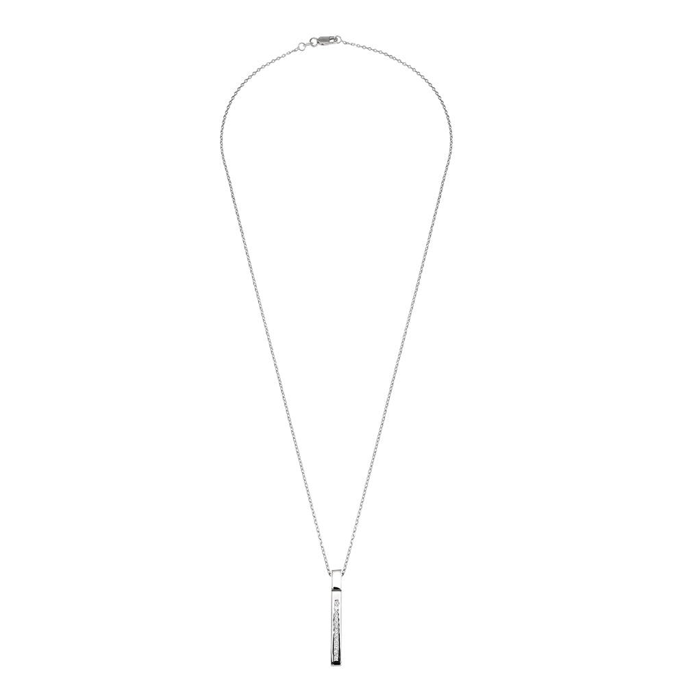 9ct White Gold 0.12ct Diamond Drop Pendant with 18in/45cm Chain - FJewellery