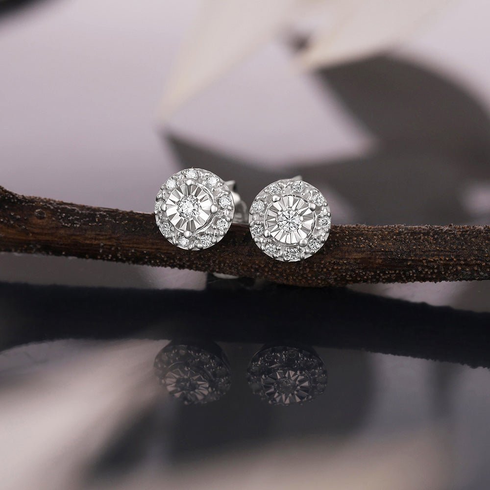 9ct White Gold 0.13ct Dia Stud Earrings - FJewellery