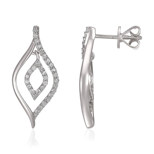 9ct White Gold 0.25ct Dia Drop Earrings - FJewellery