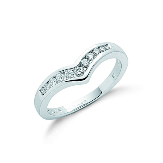 9ct White Gold 0.25ct Diamond Wishbone Ring - FJewellery