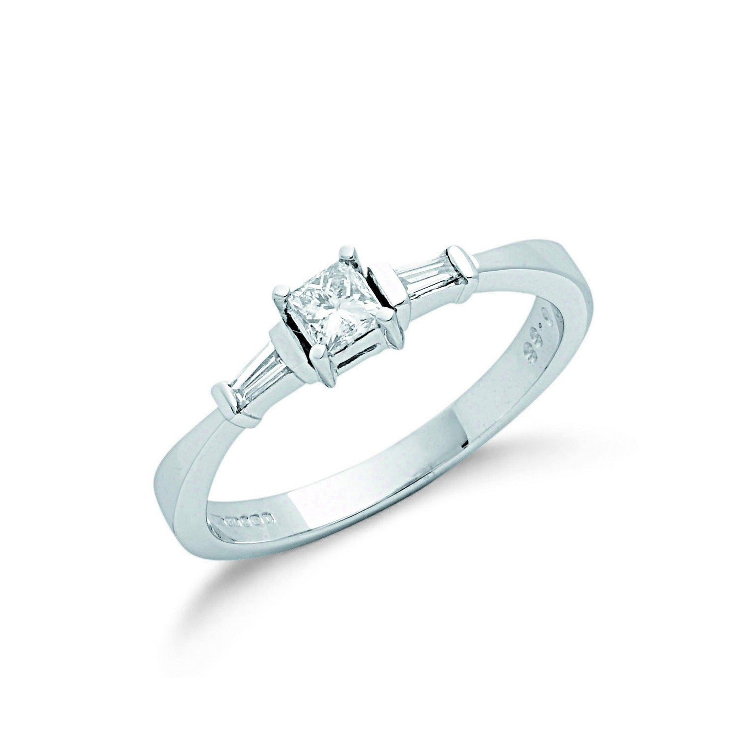 9ct White Gold 0.2ct Princess Cut Diamond Engagement Ring - FJewellery
