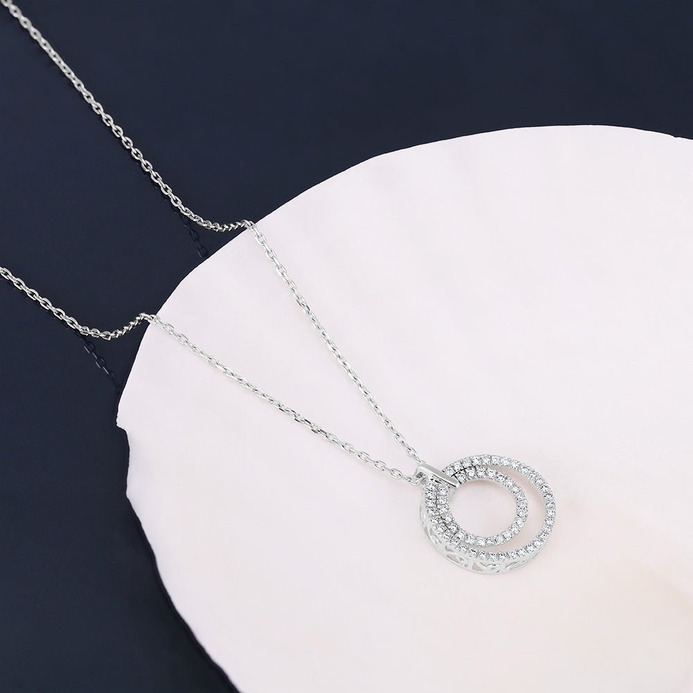9ct White Gold 0.31ct Diamond Circle Pendant with 18in/45cm Chain - FJewellery