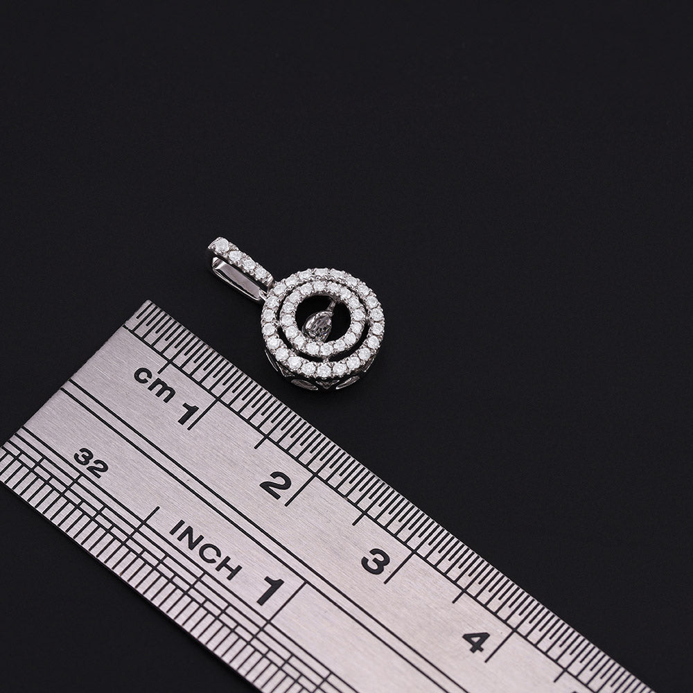 9ct White Gold 0.33ct Dancing Diamond Circle Pendant - FJewellery