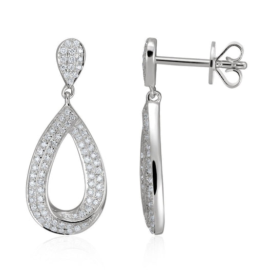 9ct White Gold 0.34ct Diamond Pear Shape Earrings - FJewellery
