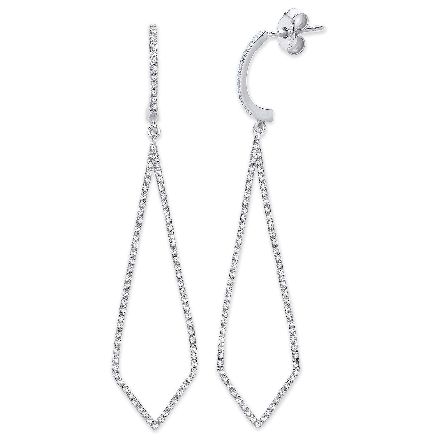 9ct White Gold 0.40ct Diamond Drop Earrings - FJewellery