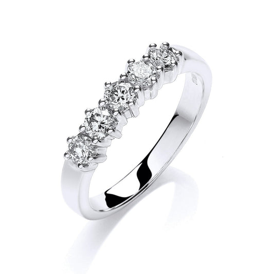 9ct White Gold 0.50ct 5 Stone Diamond Ring - FJewellery