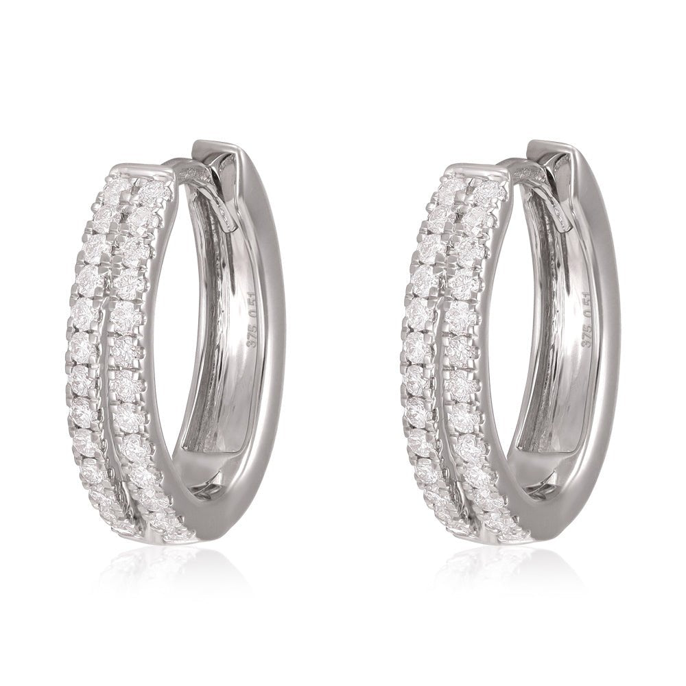 9ct White Gold 0.51ct Diamond Earrings - FJewellery