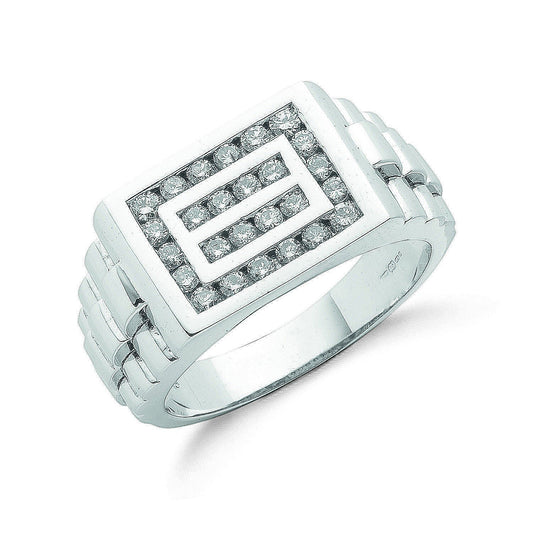 9ct White Gold 0.66ct Gents Diamond Ring - FJewellery