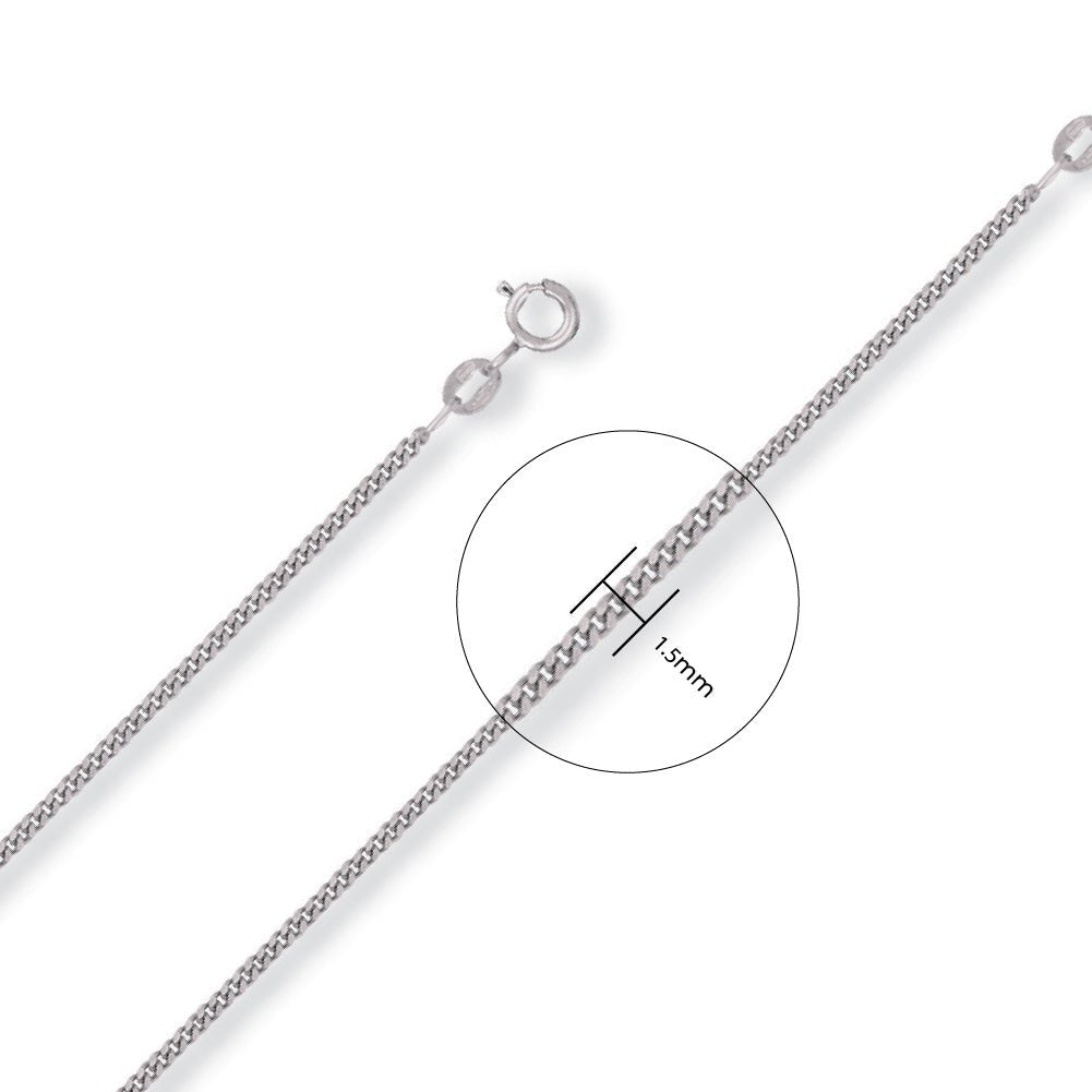 9ct White Gold 1.5mm Classic Curb Chain - FJewellery