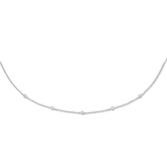 9ct White Gold 1.5mm CZ Necklace - FJewellery