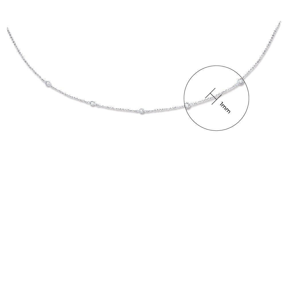 9ct White Gold 1.5mm CZ Necklace - FJewellery