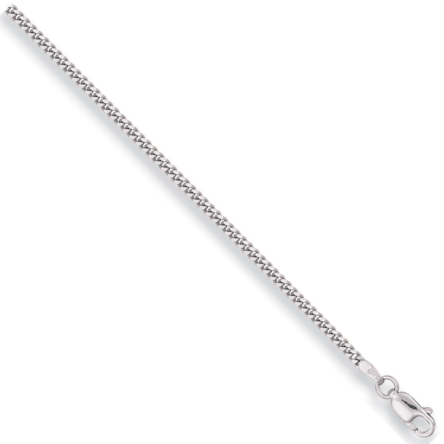 9ct White Gold 2mm Curb Chain - FJewellery