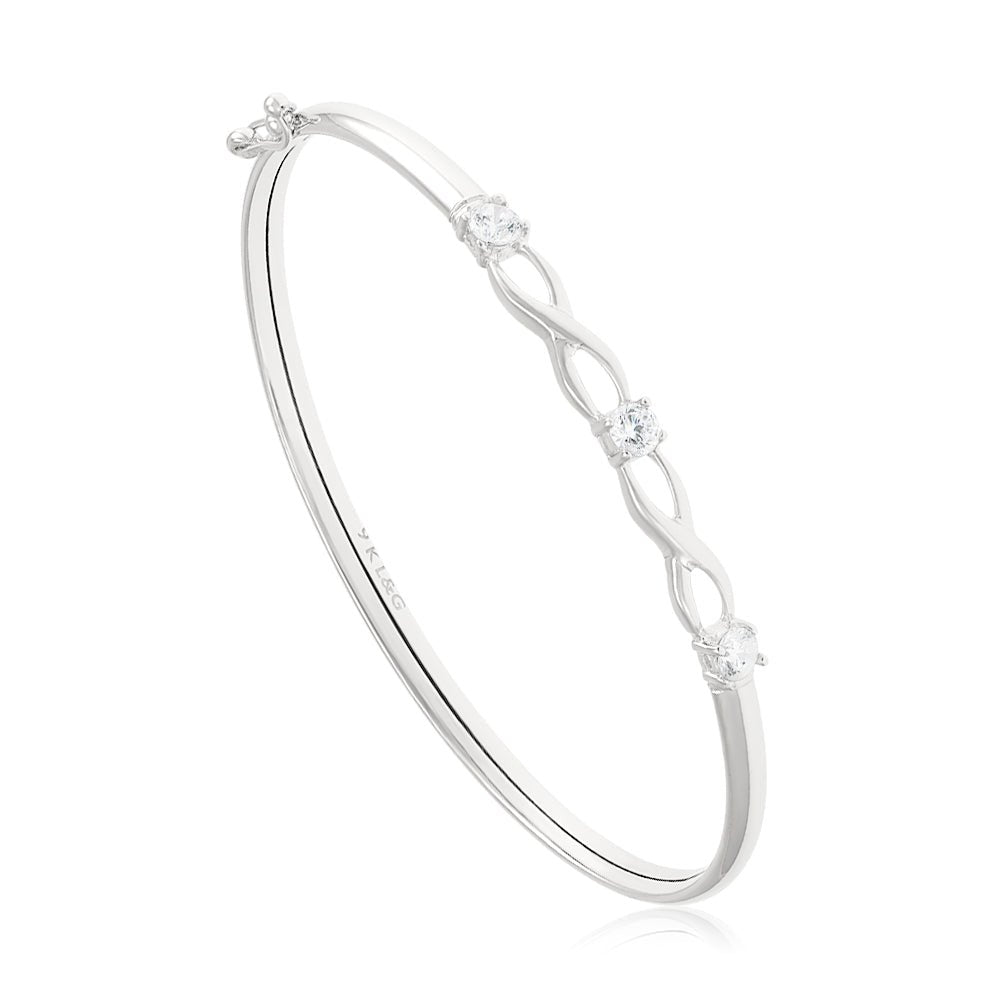 9ct White Gold Bangle 3.7mm - FJewellery