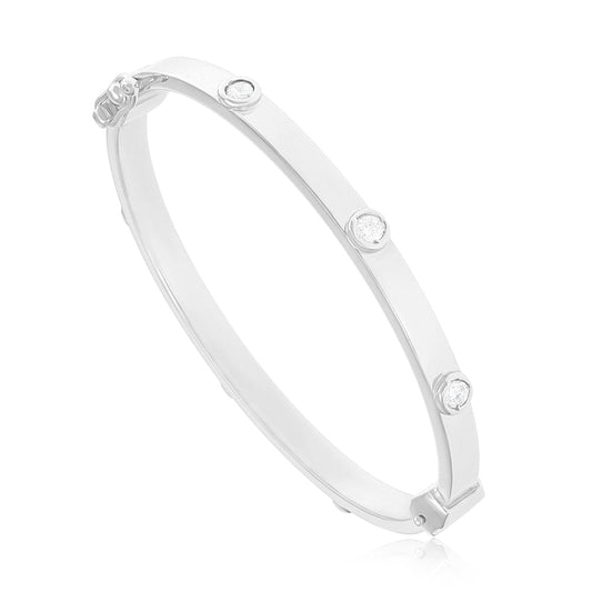 9ct White Gold Child's Bangle 4.0mm - FJewellery