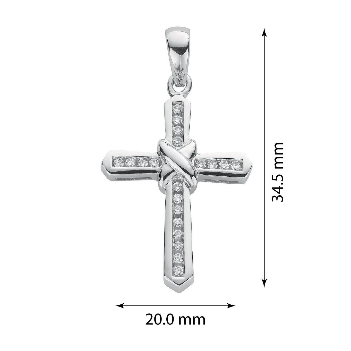 9ct White Gold Cross with Diamond - FJewellery