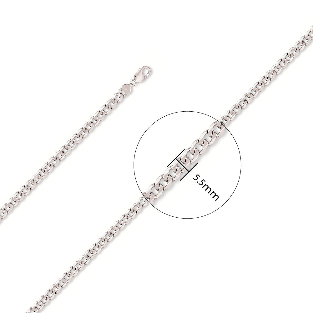 9ct White Gold Curb Chain 5.5mm - FJewellery