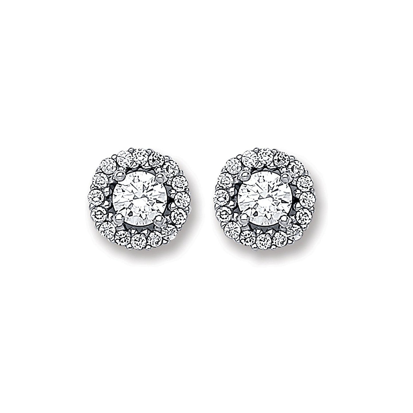 9ct White Gold Cz Cluster Studs 7.5mm - FJewellery
