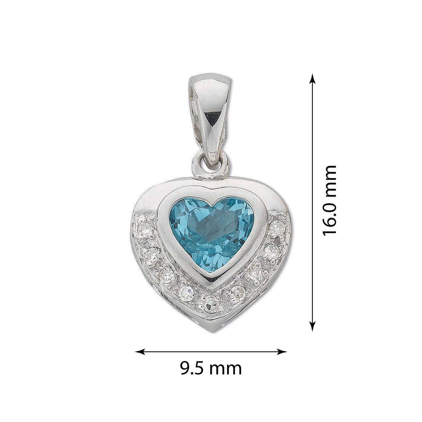 9ct White Gold Diamond and Blue Topaz pendant - FJewellery
