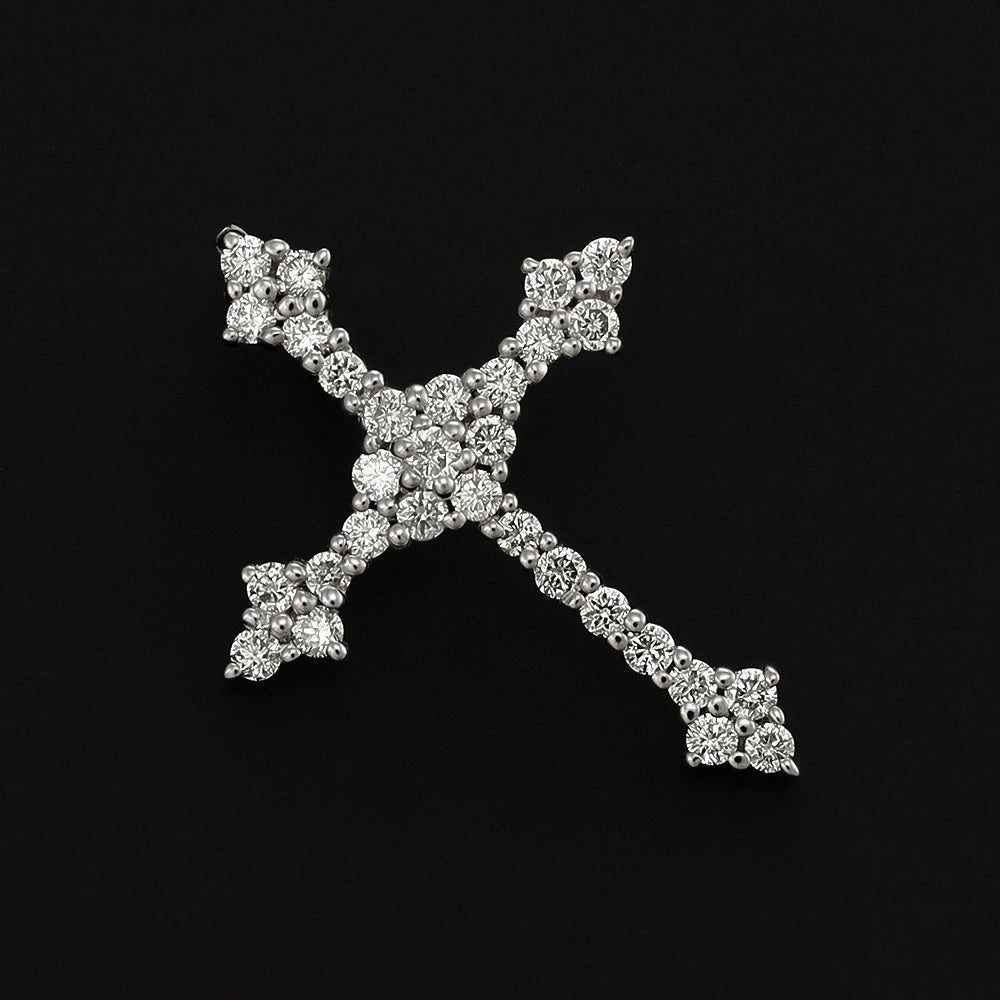 9ct White gold diamond Sharpe Edged Cross - FJewellery