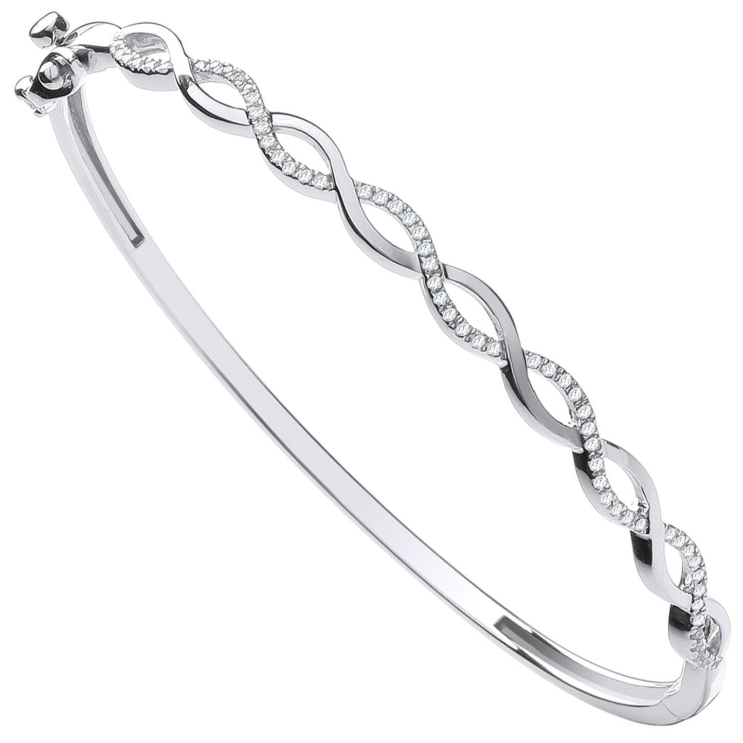 9ct White Gold Entwined 0.33ct Diamond Bangle - FJewellery
