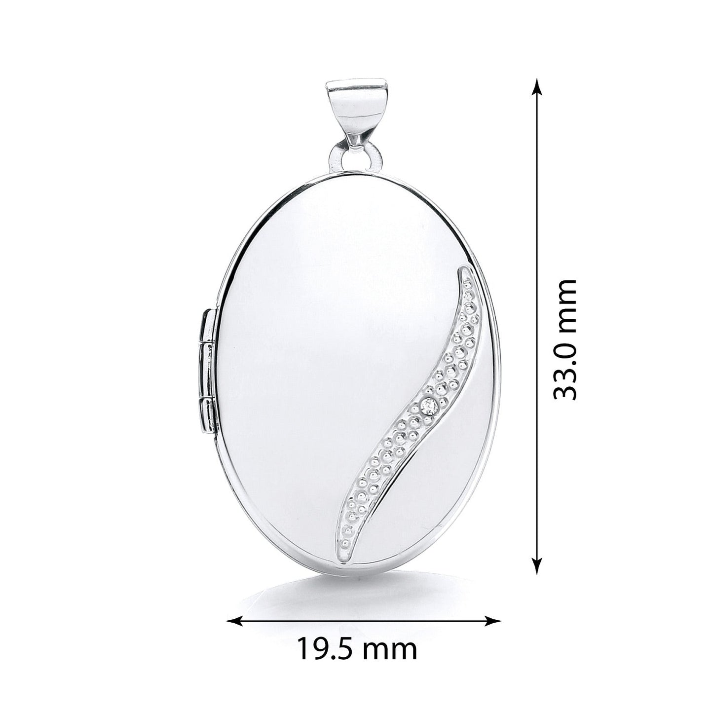 9ct White Gold Oval Locket with Diamond - FJewellery