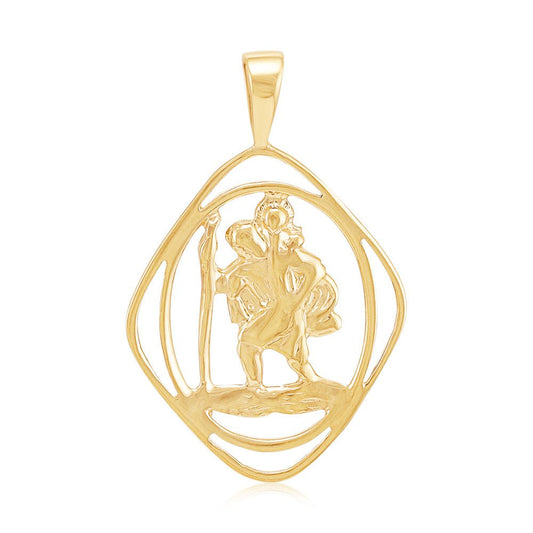 9ct Y Gold Cut Out St Christopher Pendant - FJewellery