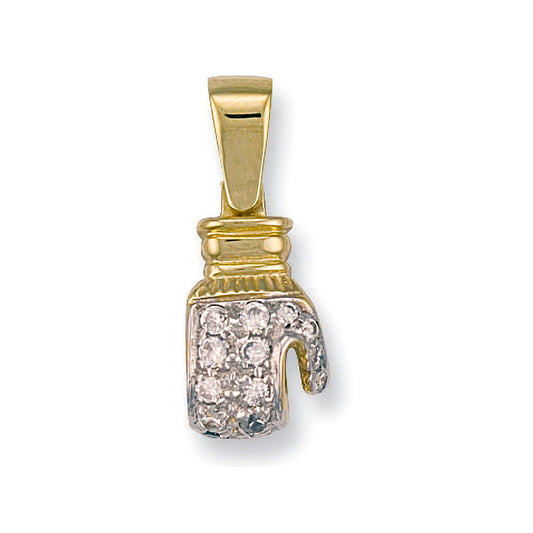 9ct Y Gold Cz Boxing Glove Pendant - FJewellery