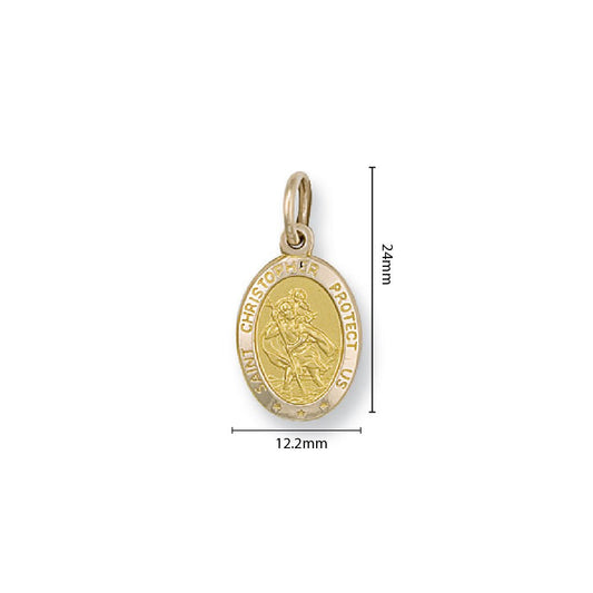 9ct Y Gold Oval St Christopher Protect Us Pendant - FJewellery