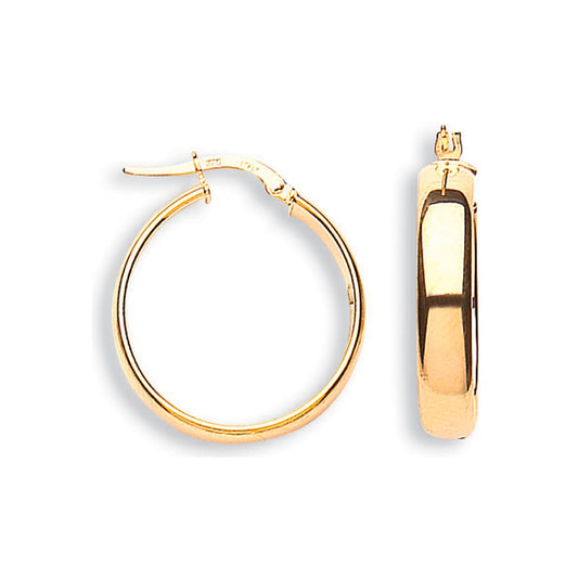 9ct Y Gold Plain Hoop Earrings - FJewellery