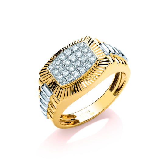 9ct Y/ W Gold Eye-catching 0.50ct Diamond Mens Ring - FJewellery