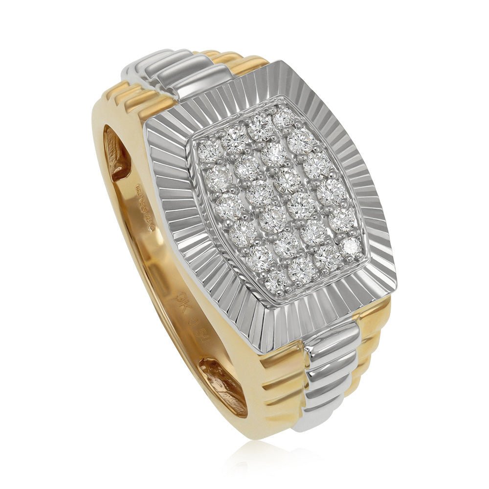 9ct Y/ W Gold Eye-catching 0.50ct Diamond Mens Ring - FJewellery