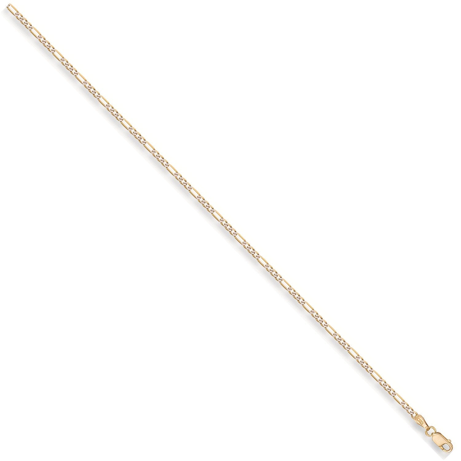 9ct Yellow and White Gold 2.5mm Figaro Chain - FJewellery