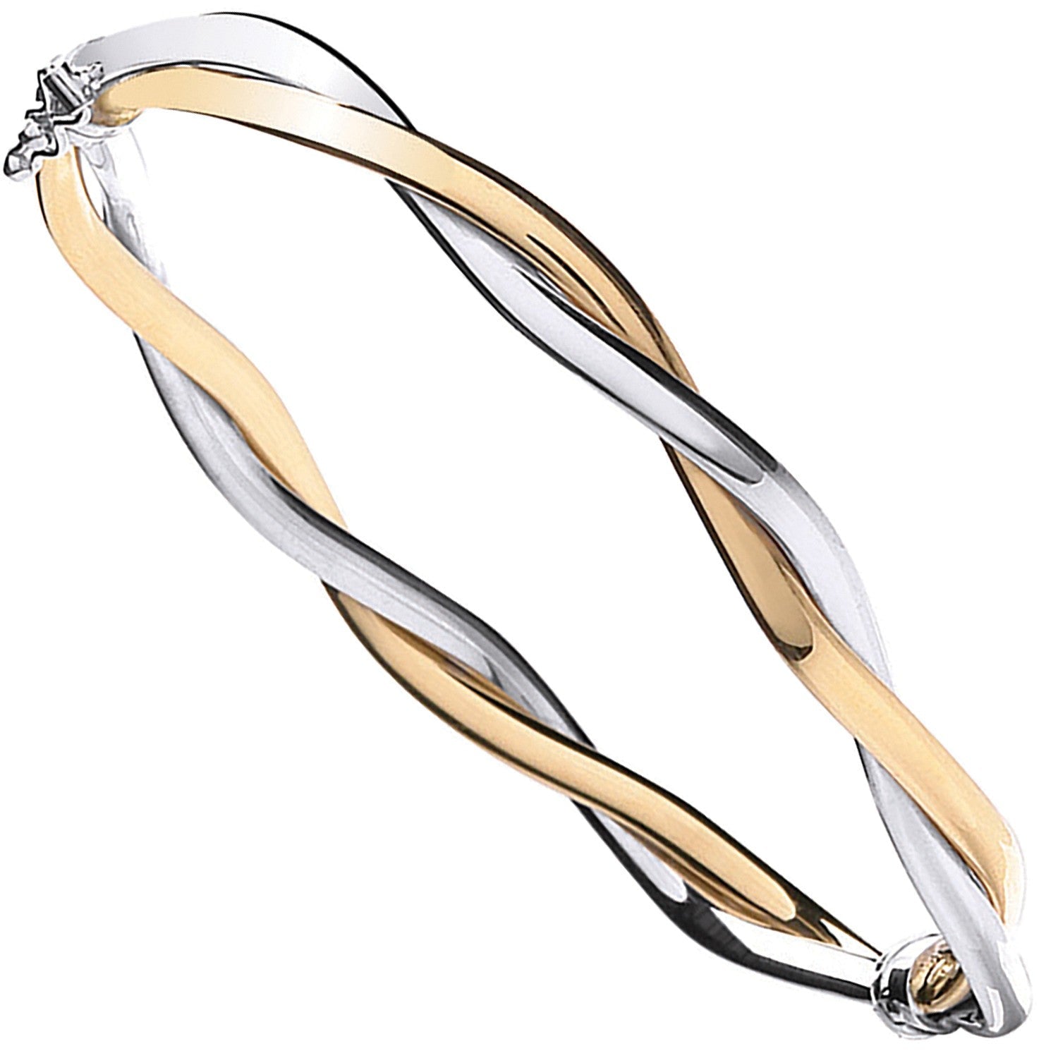 9ct Yellow And White Gold Bangle 3.6mm - FJewellery