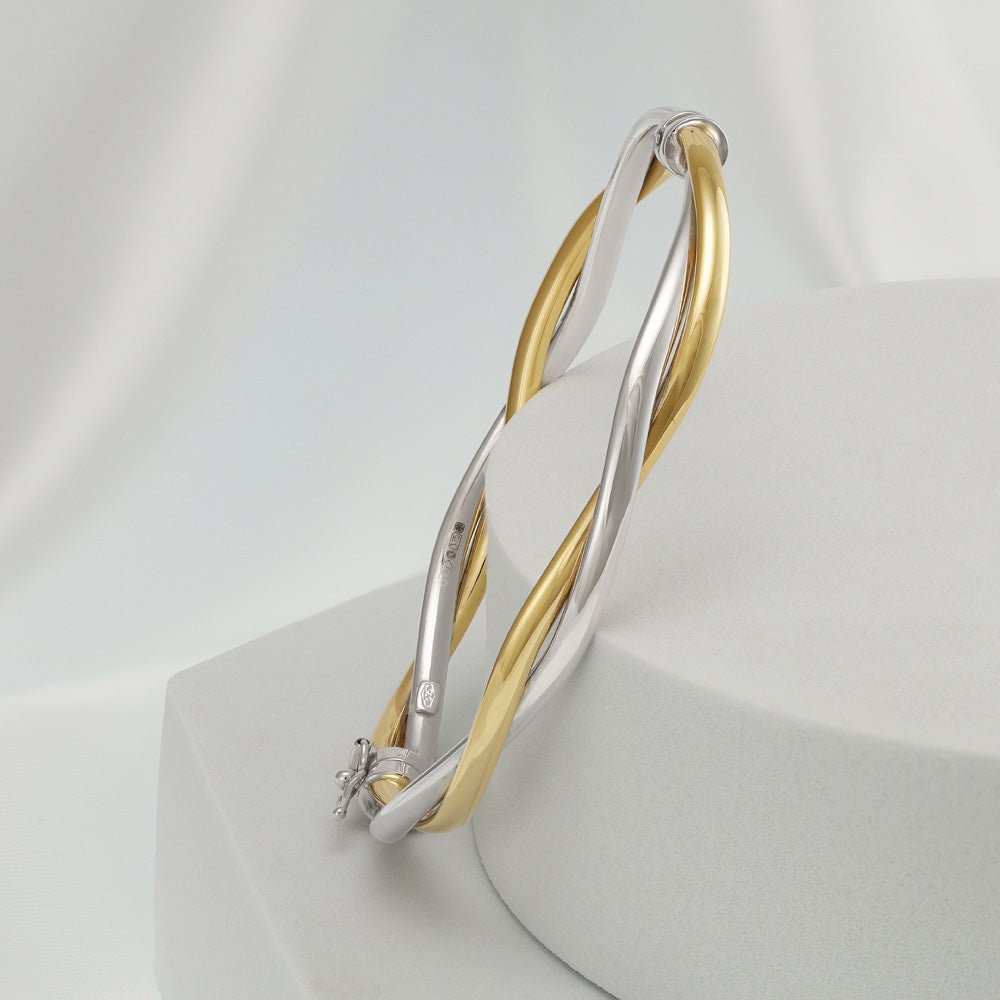 9ct Yellow And White Gold Bangle 3.6mm - FJewellery
