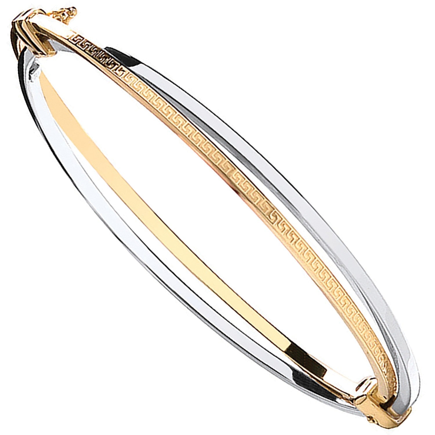 9ct Yellow And White Gold Bangle 8.4mm - FJewellery