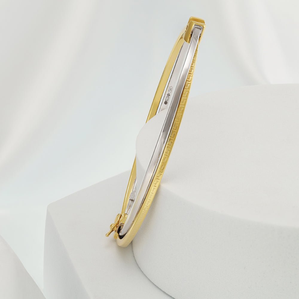 9ct Yellow And White Gold Bangle 8.4mm - FJewellery