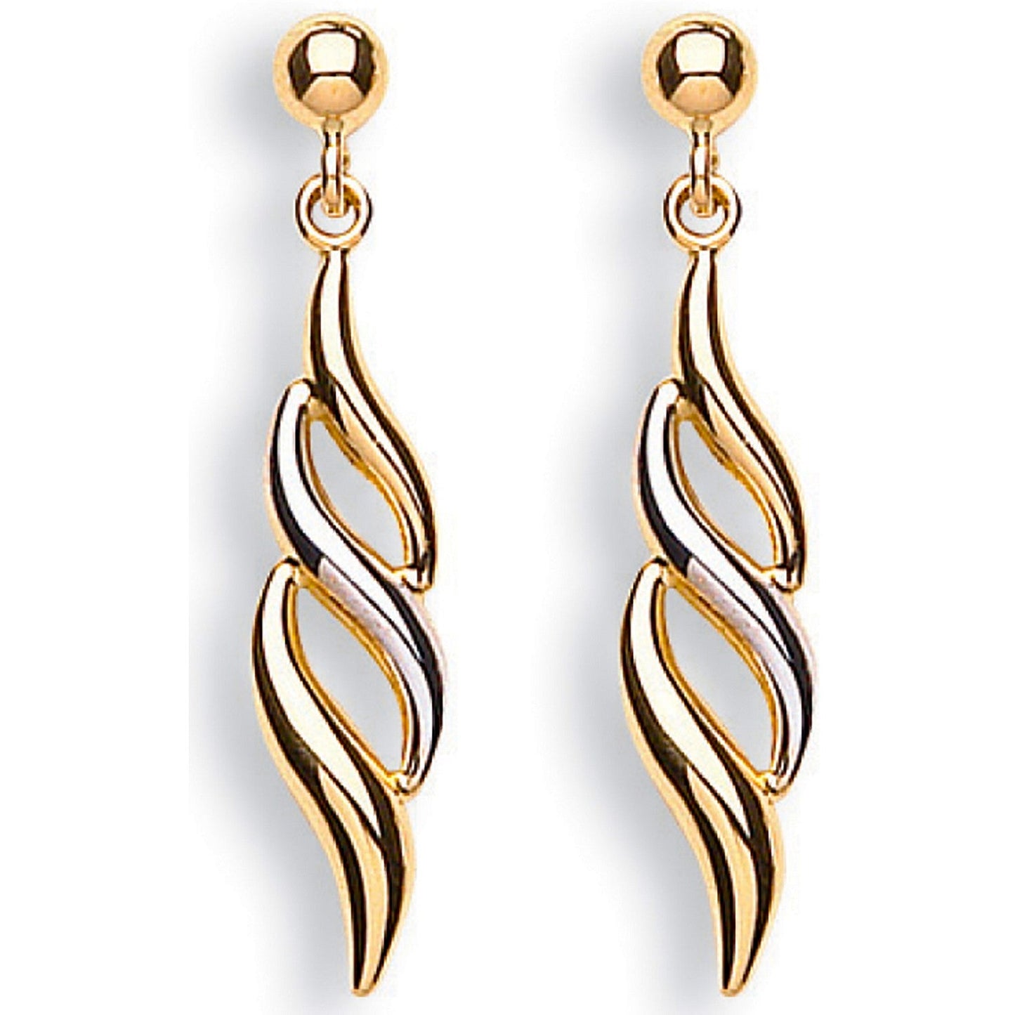 9ct Yellow And White Gold Fancy Drop Earrings - FJewellery