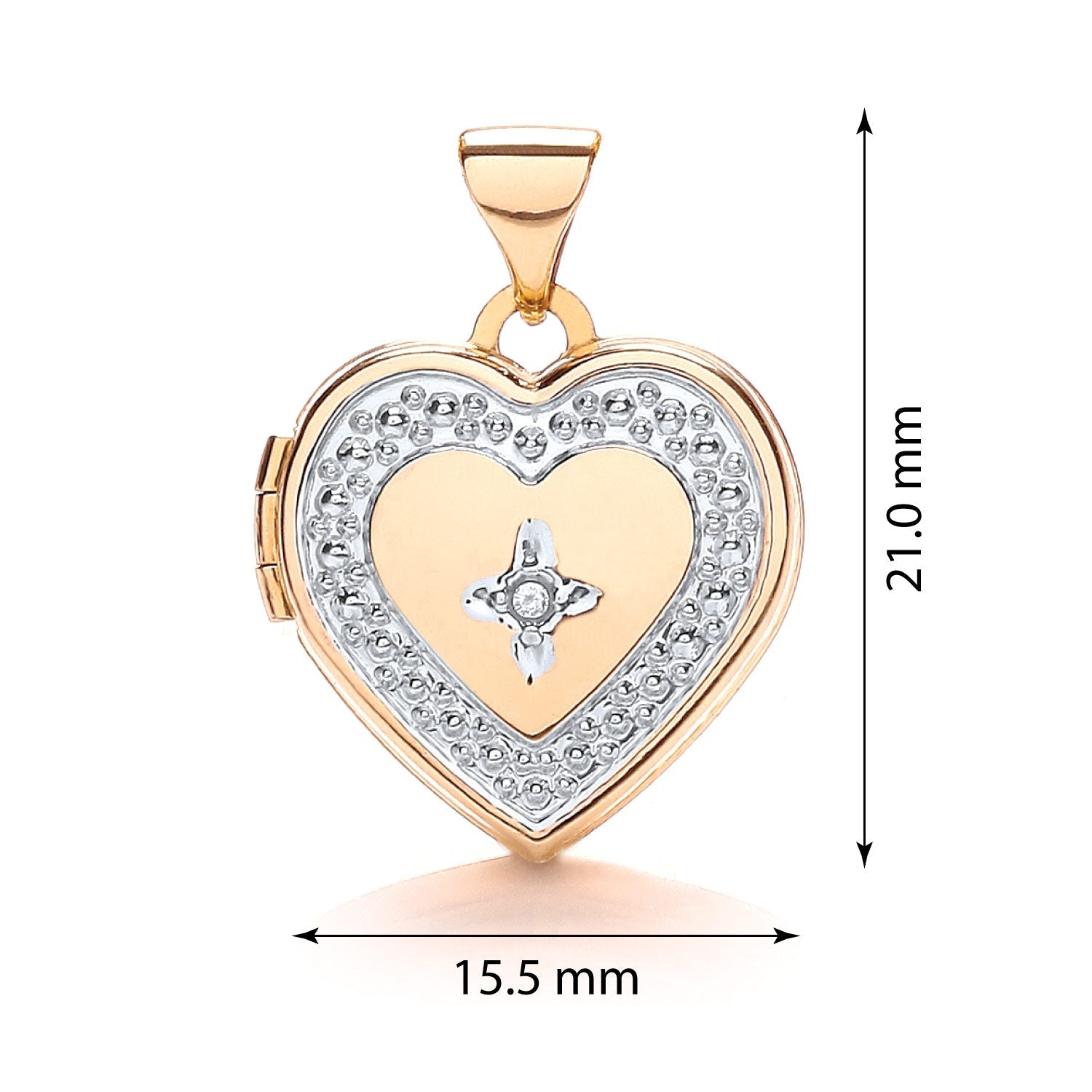 9ct Yellow and White Gold Heart Shape Locket with Diamond - FJewellery